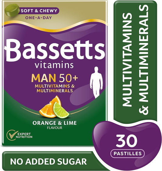 Bassetts Vitamins Man 50+ Multivitamins & Multiminerals Orange & Lime Flavour 30 Gummy Pastilles