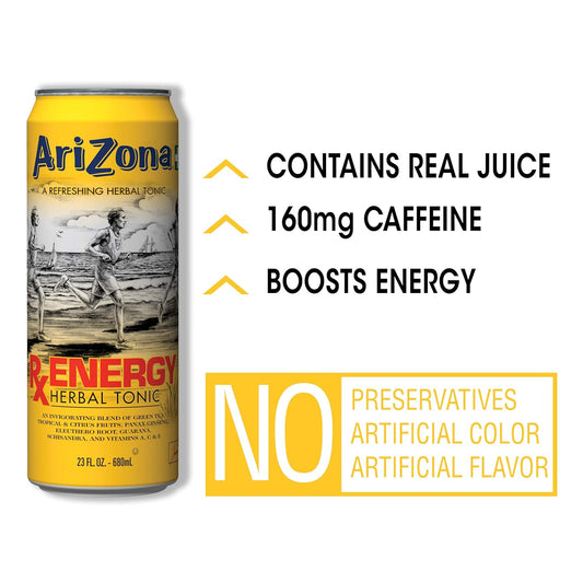 Arizona Rx Energy Herbal Tonic - Big Can, 23 Fl Oz (Pack Of 12)