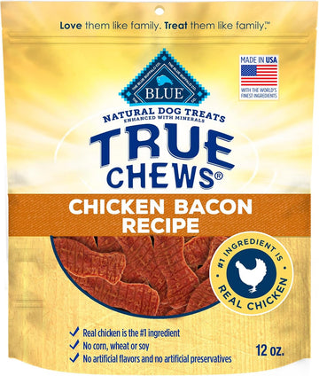 Blue Buffalo True Chews Dog Treats, Made In The Usa With Natural Ingredients, Chicken Bacon Recipe, 12-Oz. Bag