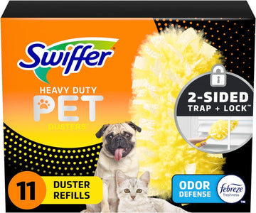 Swiffer Dusters Heavy Duty Pet Multi-Surface Duster Refills For Cleaning, With Febreze Odor Defense, 11 Count