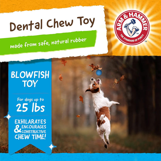 Arm & Hammer for Pets Super Treadz Blowfish Dental Chew Toy for Dogs, 12 Pack |Best Dental Dog Chew Toy |Dog Dental Fetch Toys Reduce Plaque & Tartar Buildup Without Brushing |For Dogs up to 25 Lbs