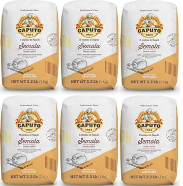 Antimo Caputo Semolina Wheat Flour 2.2 Lb (Pack Of 6) Bulk - Italian Durum Semola Di Grano - All Natural Dough For Fresh Pasta