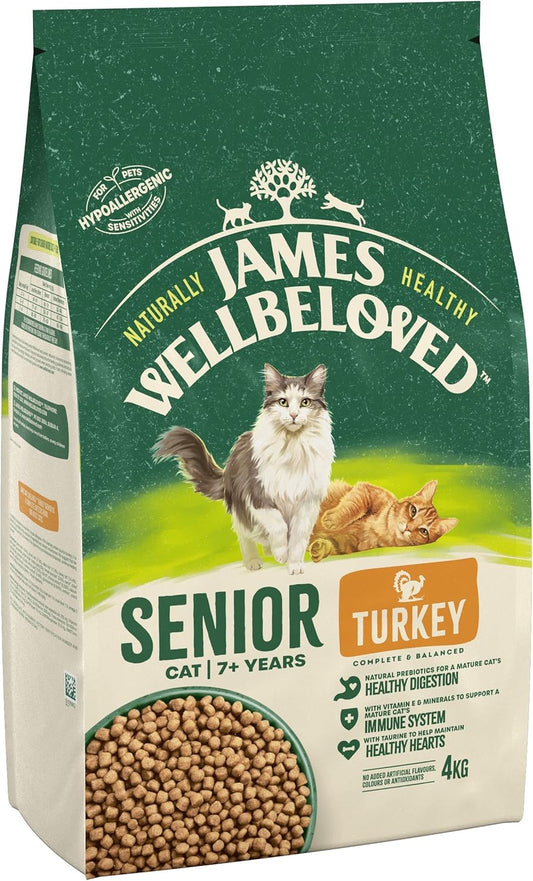 James Wellbeloved Senior Turkey 4 kg Bag, Hypoallergenic Dry Cat Food?03JW15