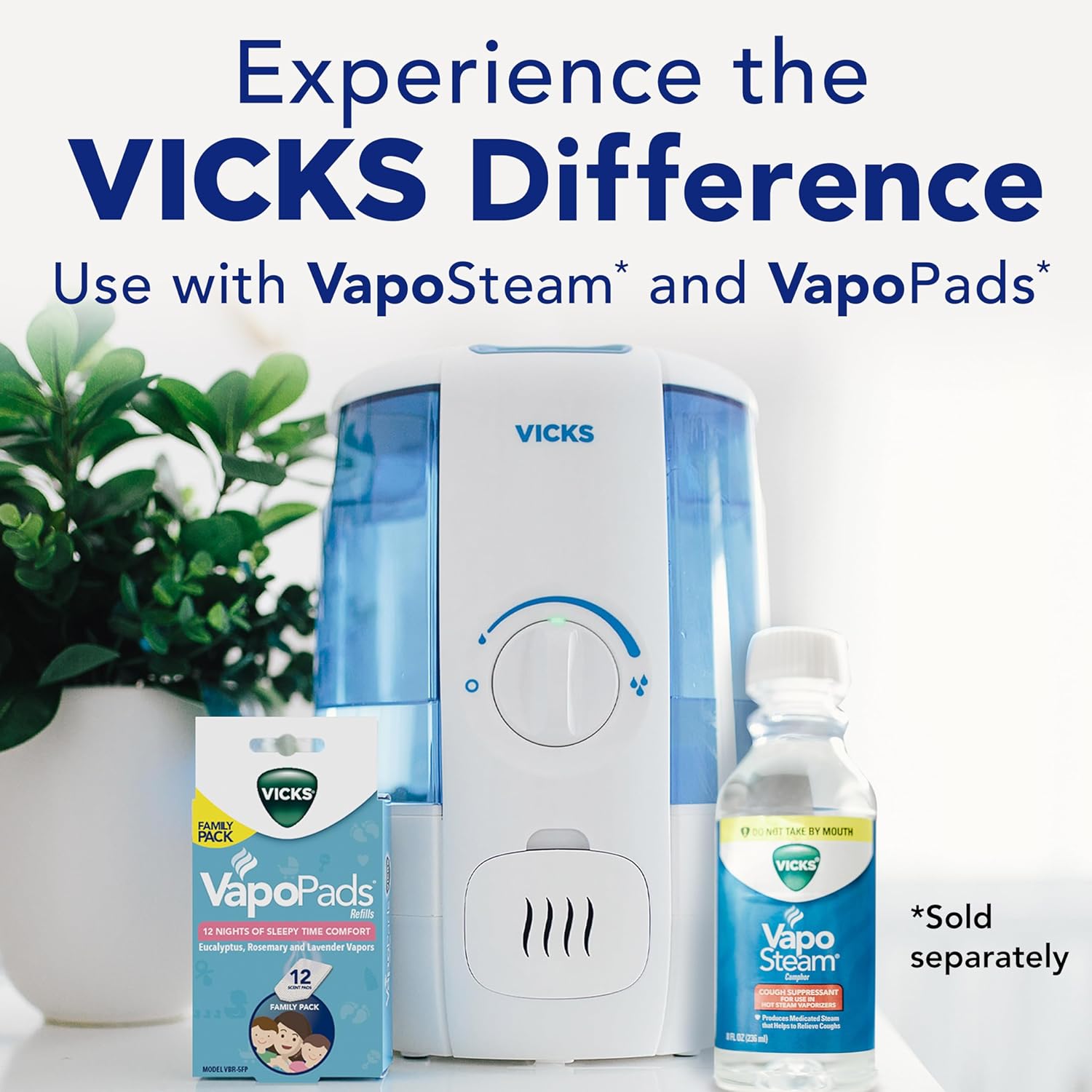 Vicks CoolRelief Cool Mist Humidifier Small to Medium Room Vaporizer for Baby, Kids, Adults, 1.2 Gal : Home & Kitchen