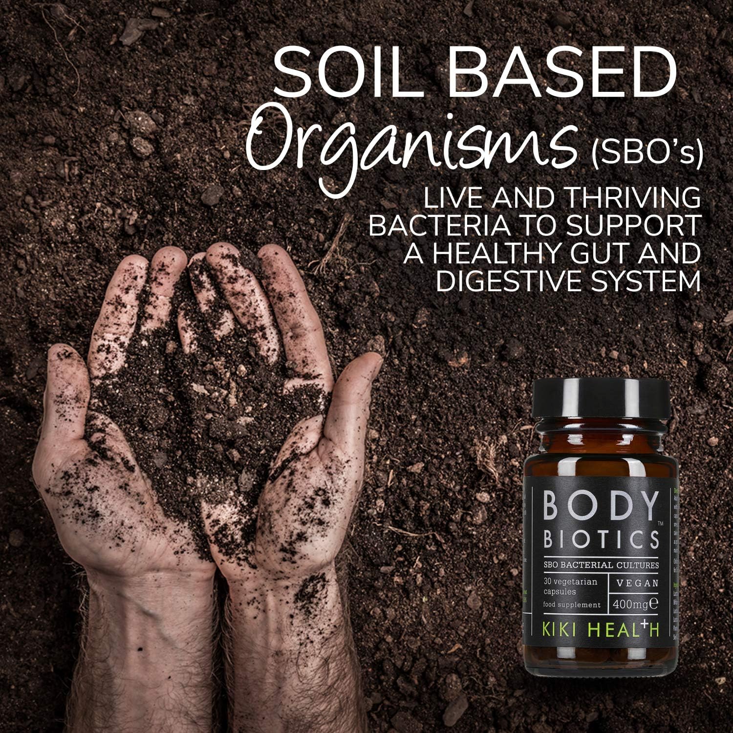 KIKI Health Body Biotics Soil Based Organisms Supplement, SBO Bacterial Cultures, 30 Vegan Capsules