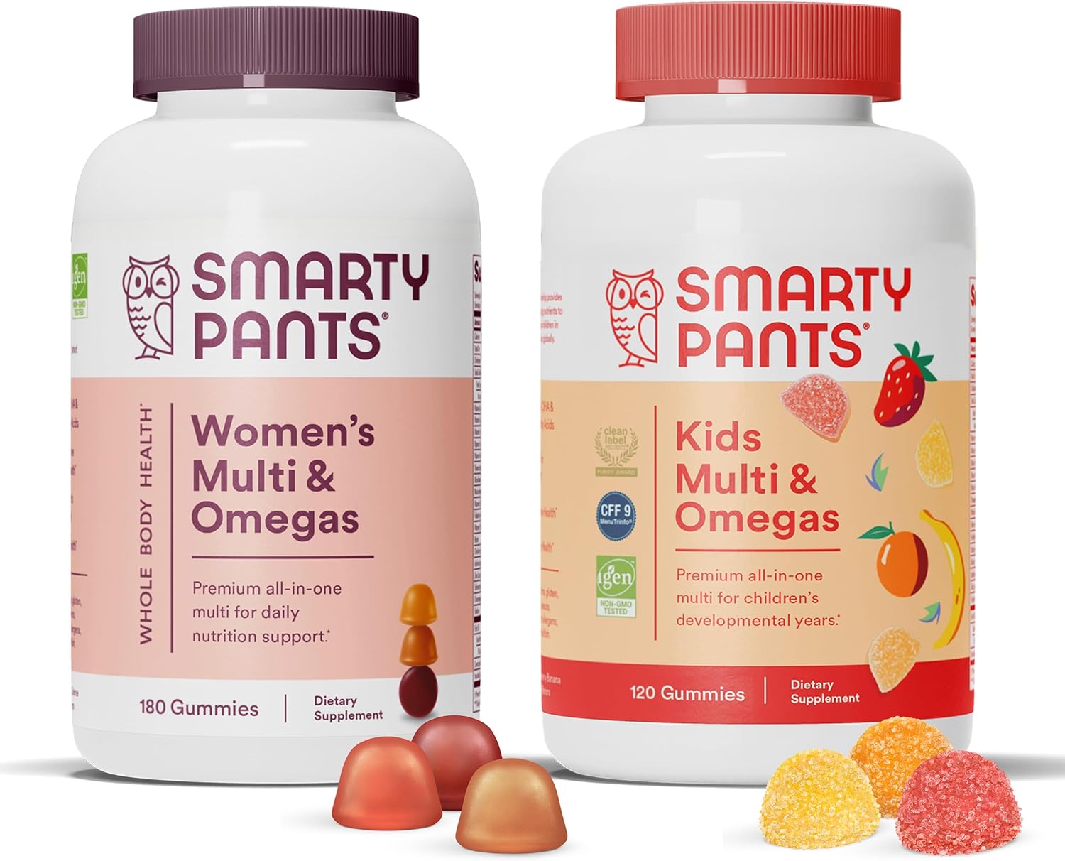 Smartypants Women'S And Kids Multivitamin Gummies Bundle: Omega 3 Fish Oil (Epa/Dha), Methylfolate, Coq10, Vitamin D3, C, Vitamin B12, B6, Vitamin A, K & Zinc, Gluten Free (30 Day Supply)