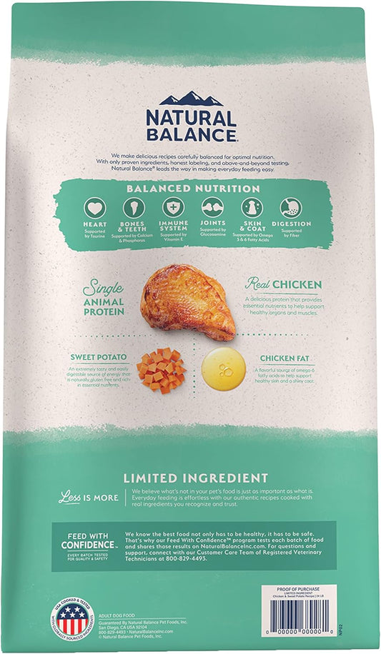 Natural Balance Limited Ingredient Adult Grain-Free Dry Dog Food, Chicken & Sweet Potato Recipe, 24 Pound (Pack Of 1)