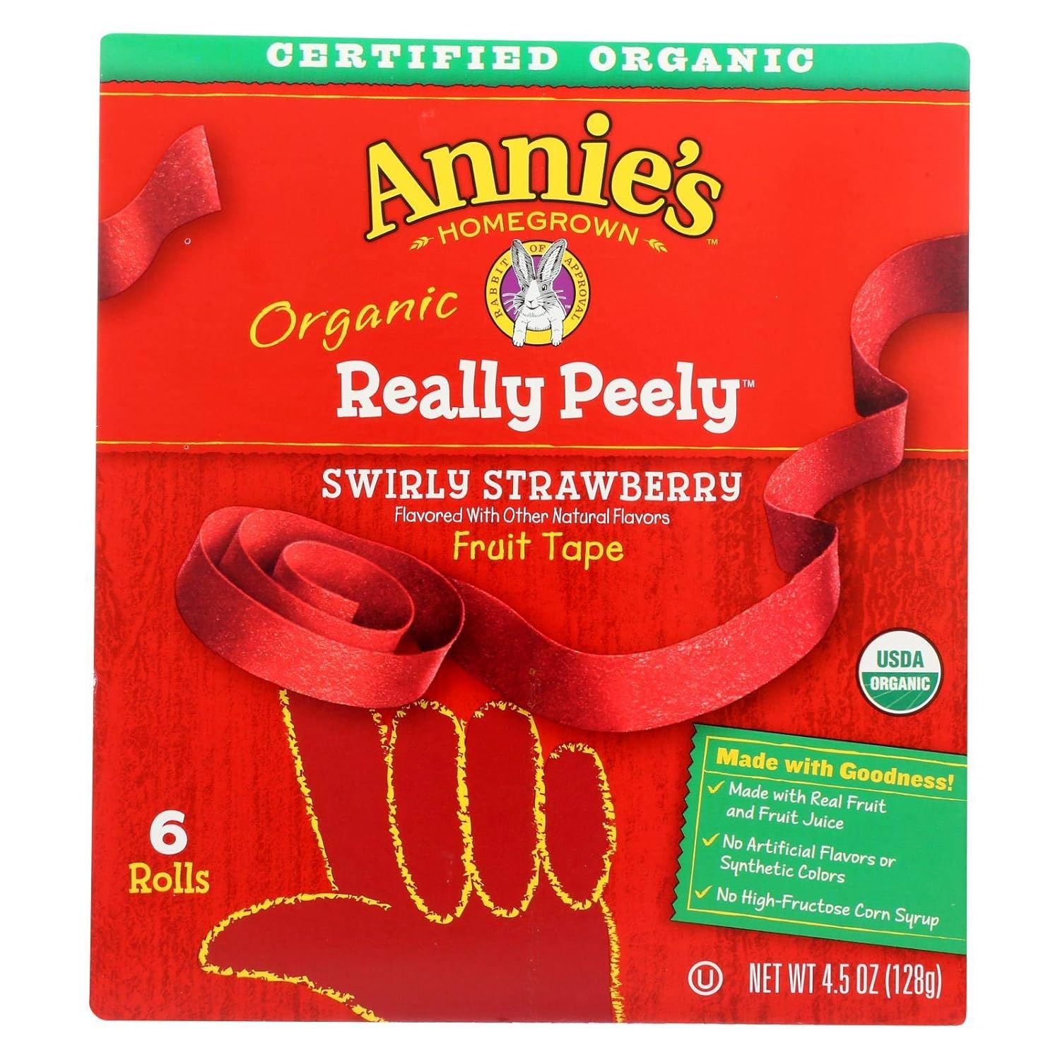 Annie'S Organic Fruit Tape, Swirly Strawberry, Non-Gmo And Organic Fruit Flavored Snacks, 6 Rolls, 4.5 Oz (Pack Of 8)