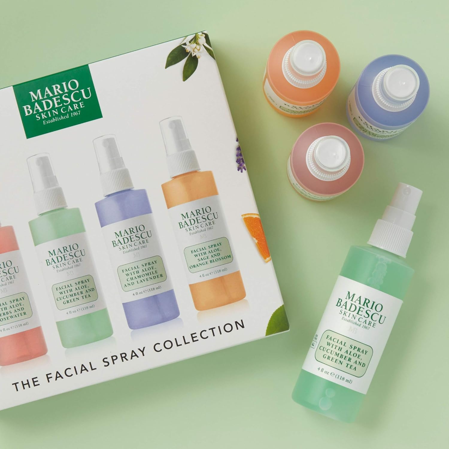 Mario Badescu Facial Spray Collection with Rose Water, Cucumber, Lavender and Orange Blossom, Multi-Purpose Cooling and Hydrating Face Mist for All Skin Types, Dewy Finish, 4 Fl Oz (Pack of 4) : Beauty & Personal Care