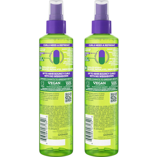 Garnier Fructis Curl Refresher Reviving Water Spray, Sulfate Free, 8.5 Fl Oz, 2 Count (Packaging May Vary)