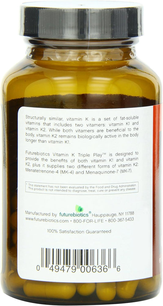 Futurebiotics Capsules, Vitamin K Triple Play, 60 Count (Pack Of 2)