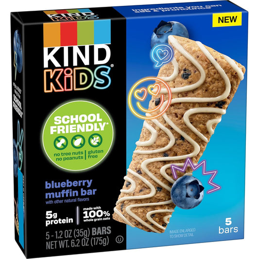 Kind Kids Blueberry Muffin Bar With Other Natural Flavors, Tree Nut Free, Peanut Free, Gluten Free, Made With Whole Grain Oats, 6.2 Oz Box (40 Bars)