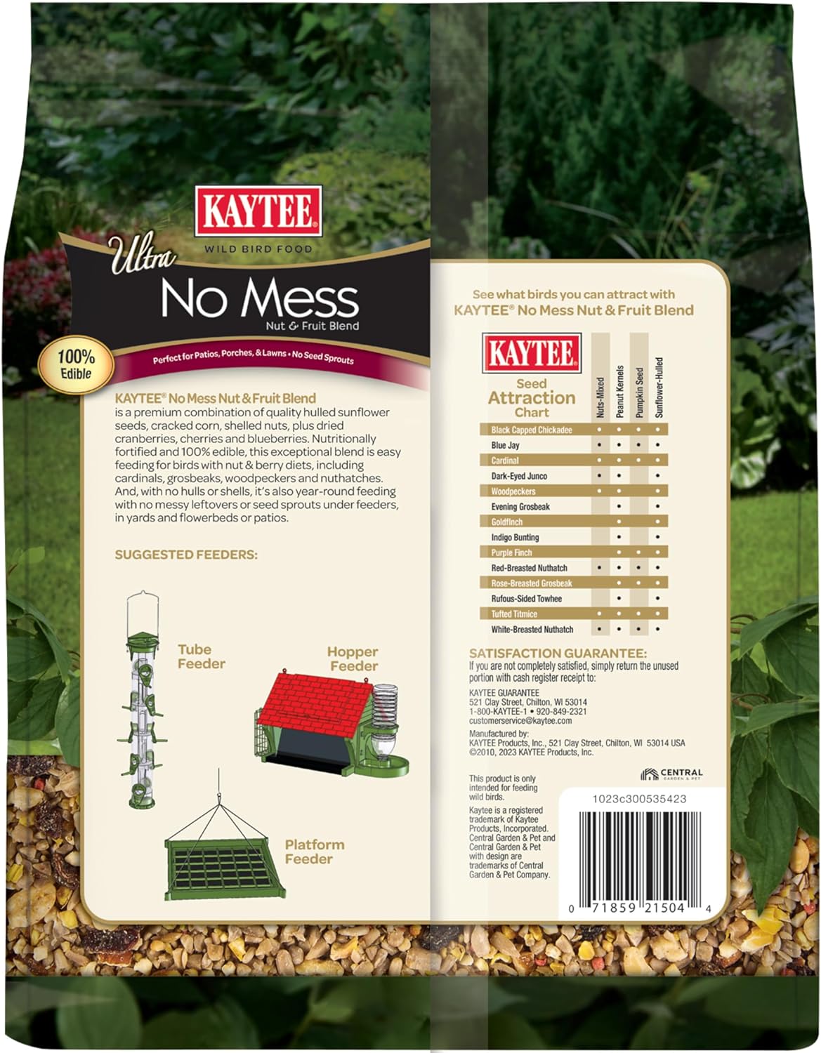 Kaytee Wild Bird Ultra No Mess Nut & Fruit Food Seed Blend For Blue Jays, Woodpeckers, Juncos, Cardinals, Grosbeaks, Sparrows, and Finches, 5.5 Pound : Wild Bird Birdseed : Pet Supplies