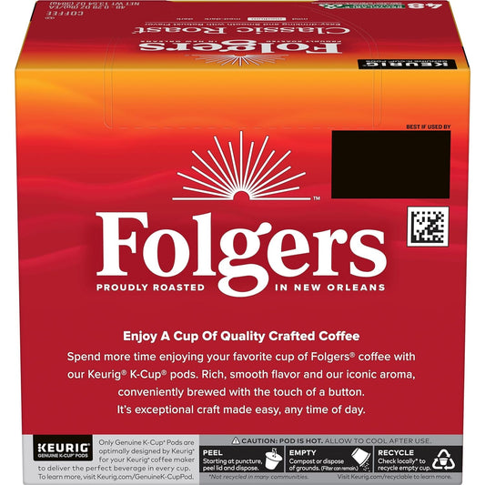 Folgers Classic Roast Medium Roast Coffee, 192 Keurig K-Cup Pods