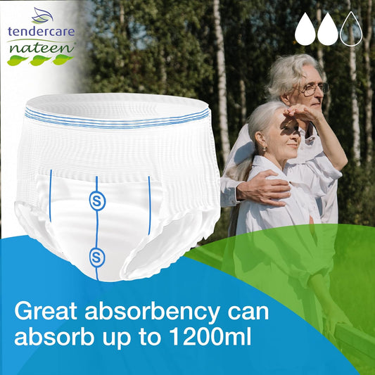 Tendercare Nateen - Adult Incontinence Pants - 80 Small Pull Up Pants - Basic Line - Disposable Pants for Men & Women - Discreet Incontinence Pants - 1200ml Absorbency