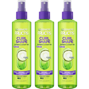 Garnier Fructis Style Curl Shape Defining Spray Gel For No Frizz, 8.5 Fl Oz, 3 Count (Packaging May Vary)