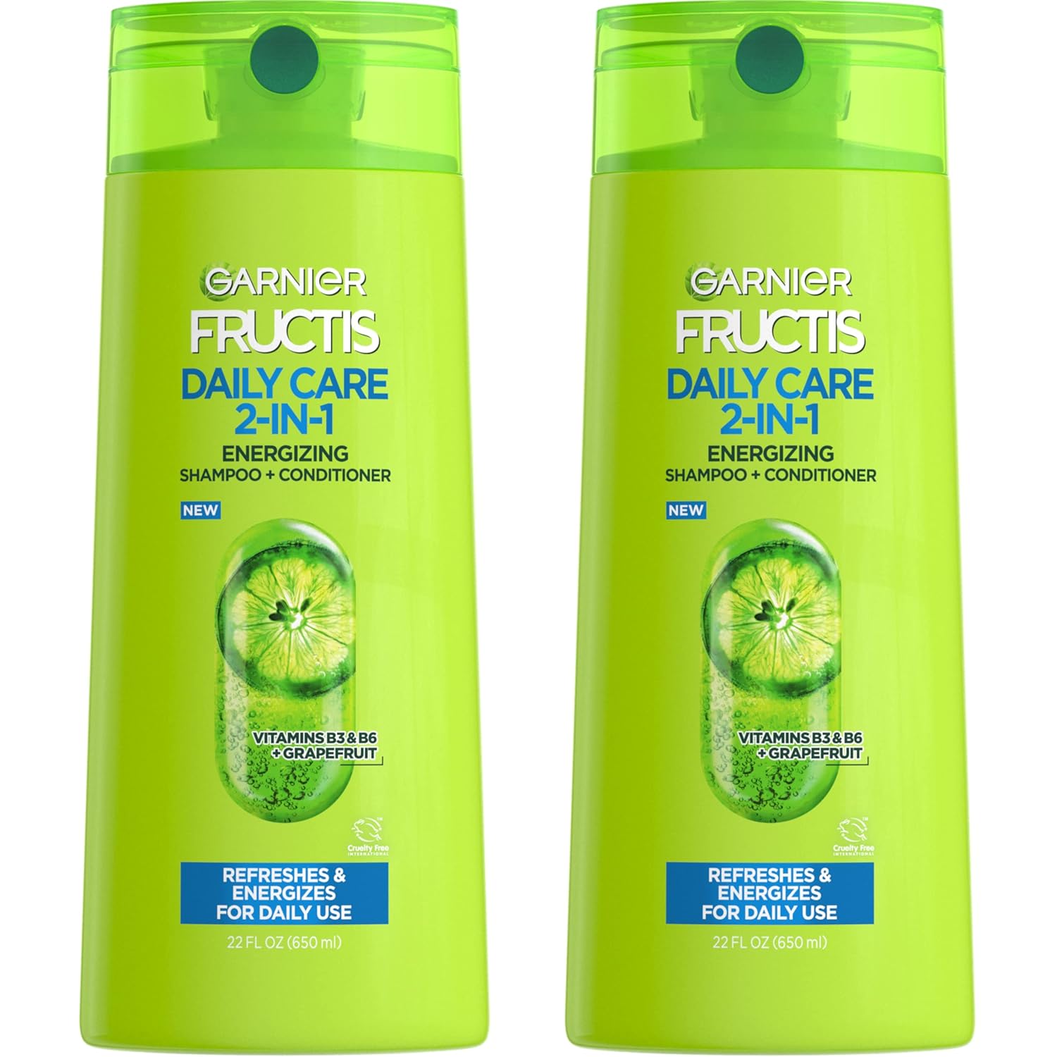 Garnier Fructis Fortifying 2-In-1 Shampoo And Conditioner For Stronger-Looking Hair With Touchable Softness, Daily Hair Care For Men And Women, Vegan, Paraben-Free 22 Fl Oz, 2 Count