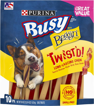 Purina Busy With Beggin' Made in USA Facilities Small/Medium Breed Dog Treats, Twist'd - 10 ct. Pouch