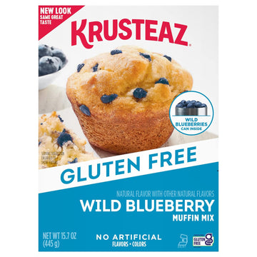 Krusteaz Gluten Free Blueberry Muffin Mix, Includes Can of Blueberries, 15.7 oz Box