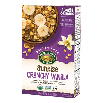 Nature's Path Organic Gluten Free Sunrise Crunchy Vanilla Cereal, 10.6 Ounce (Pack of 4), Non-GMO, 15g Whole Grains, 4g Fiber