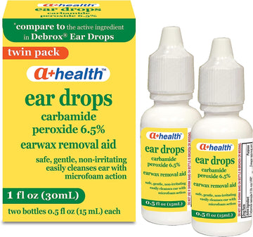 Earwax Removal Drops, Carbamide Peroxide 6.5%, Made in USA, Twin Pack, 1 fl Ounce