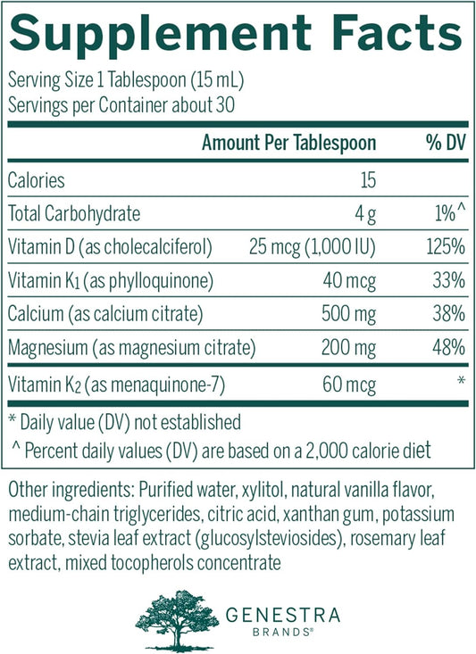 Genestra Brands Cal Mag Vanilla Liquid + | Calcium-Magnesium Supplement | 15.2 Fl. Oz