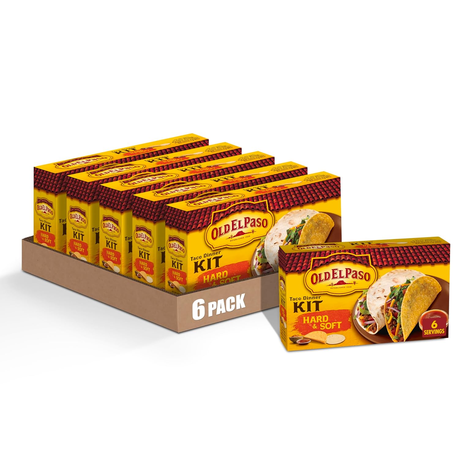 Old El Paso Taco Dinner Kit, Hard & Soft, 11.4 oz. (Pack of 6)