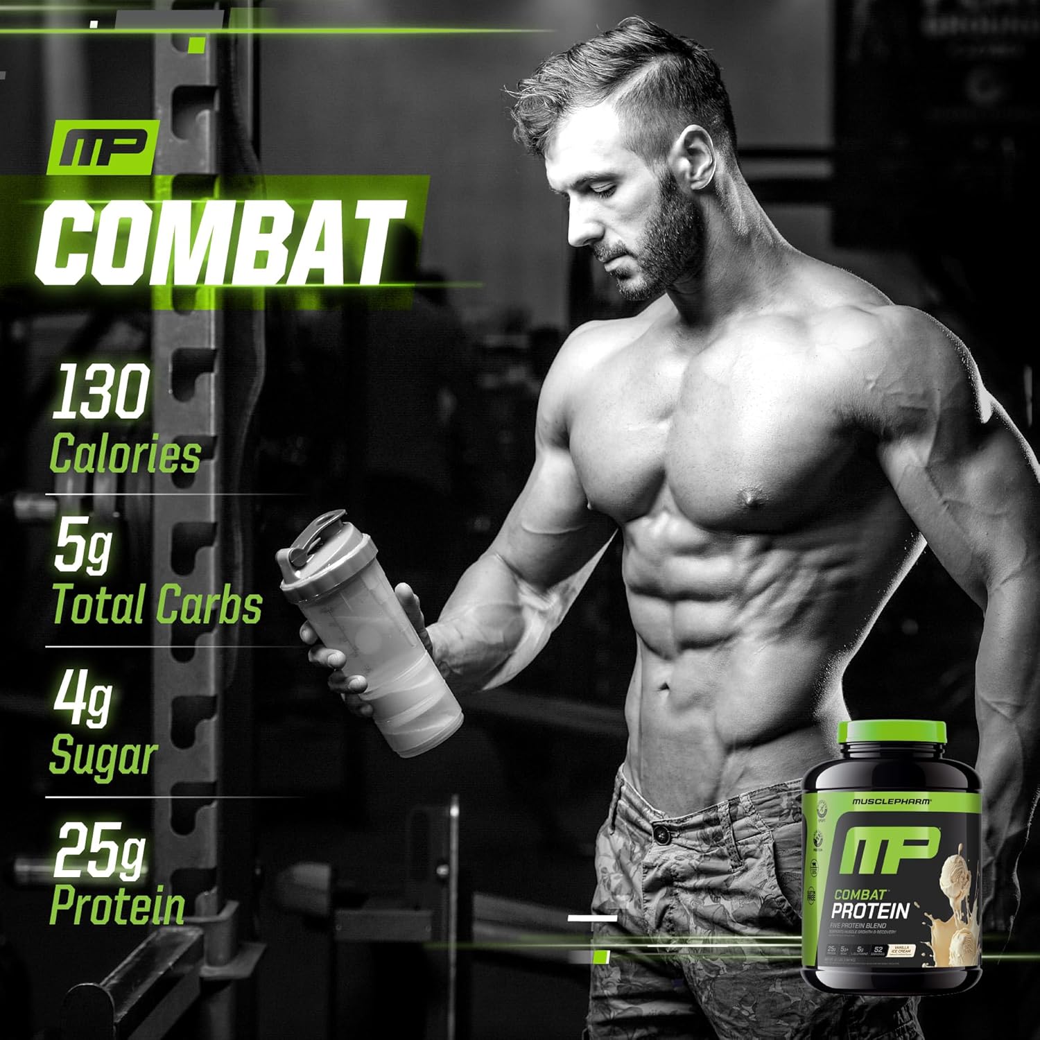 Musclepharm Combat Protein Powder, Chocolate Milk Flavor, Fuels Muscles For Productive Workouts, 5 Protein Sources Including Whey Protein Isolate & Egg Albumin, Gluten Free, 4.2 Lb, 52 Servings : Health & Household