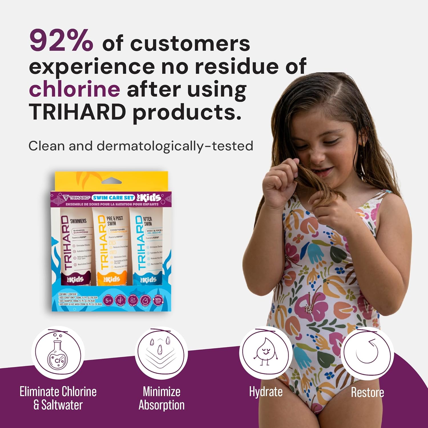 Essential Swim Care Kit - 3-In-1 Shampoo And Conditioner For Kids, Chlorine Swimmers Shampoo, Leave-In Conditioner, Pool Essentials, Ultimate Swimming Hair Care