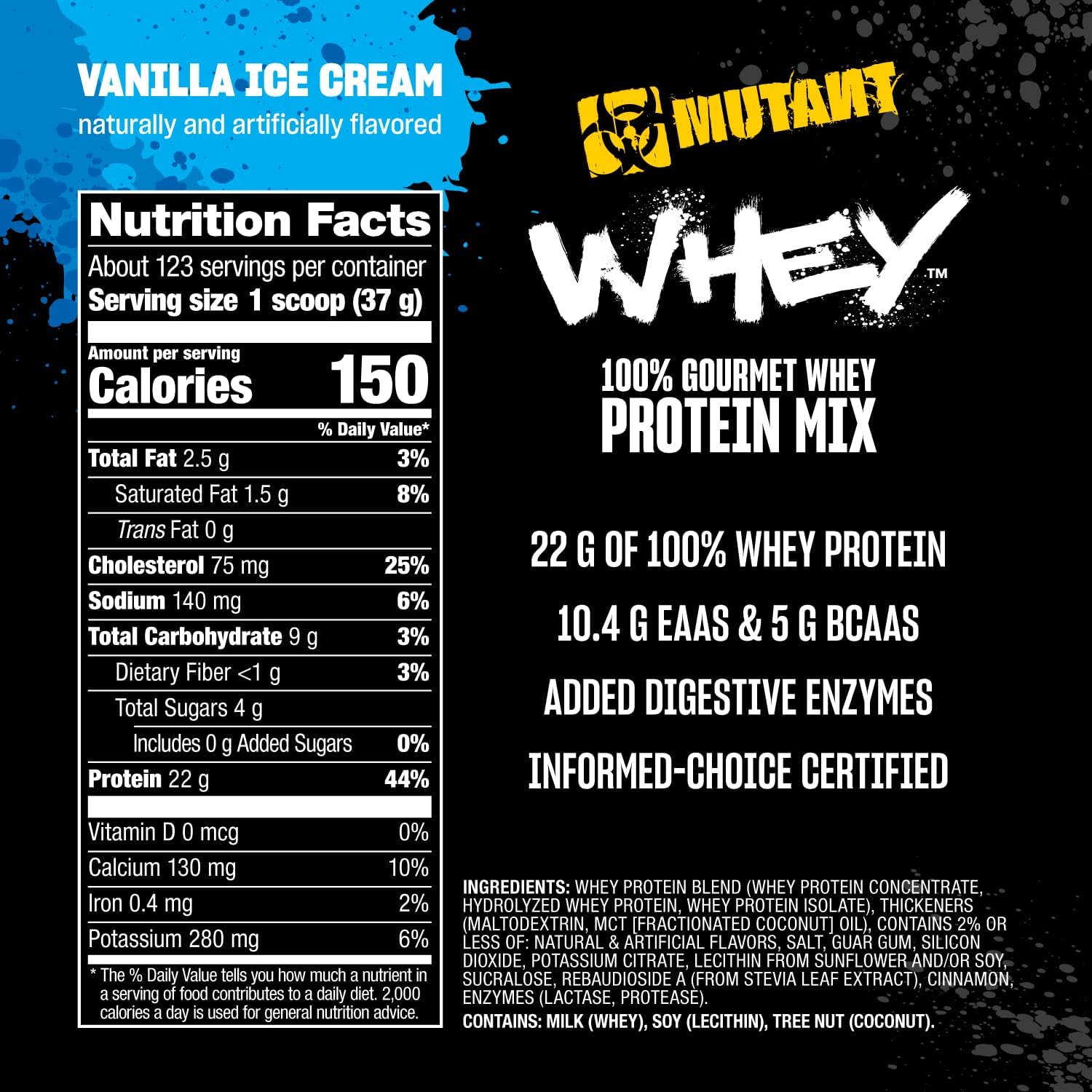 Mutant Whey – 100% Whey Protein Powder Shake, Gourmet Taste, 22G Of Protein, Fast Absorbing, Easy Digesting, 5Lbs - Vanilla Ice Cream : Health & Household