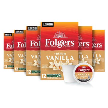 Folgers French Vanilla Flavored Coffee, 72 Keurig K-Cup Pods (Packaging May Vary)