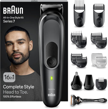 Braun All-In-One Style Kit Series 7 Mgk7470, Beard Trimmer Men Rechargeable, 16-In-1 Kit For Beard, Hair, Manscaping & More, Hair Clippers Men Cordless, Mens Shaver And Beard Trimmer, Black
