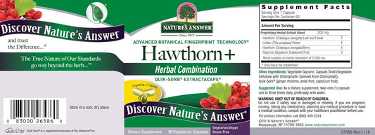 Nature's Answer Hawthorn Berry 90-Capsules | Supports Heart and Circulatory System Function | Gluten-Free, Non-GMO, Vegan, No Artificial avors or Preservatives | Single Count