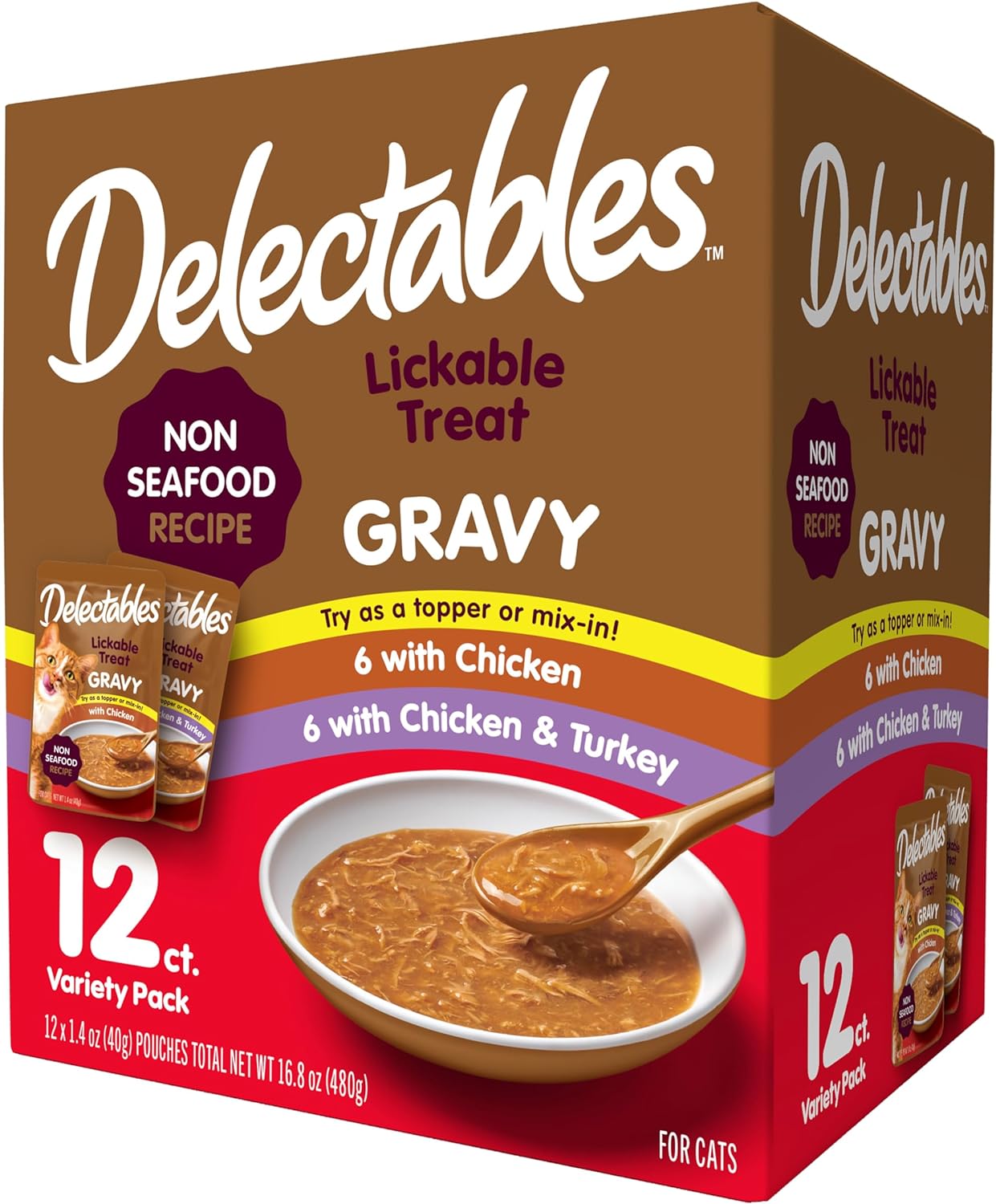 Hartz Delectables Gravy Non-Seafood Lickable Wet Cat Treat & Food Topper, Chicken Flavor Variety, 12 Pack, 1.40 Ounce (Pack Of 12)