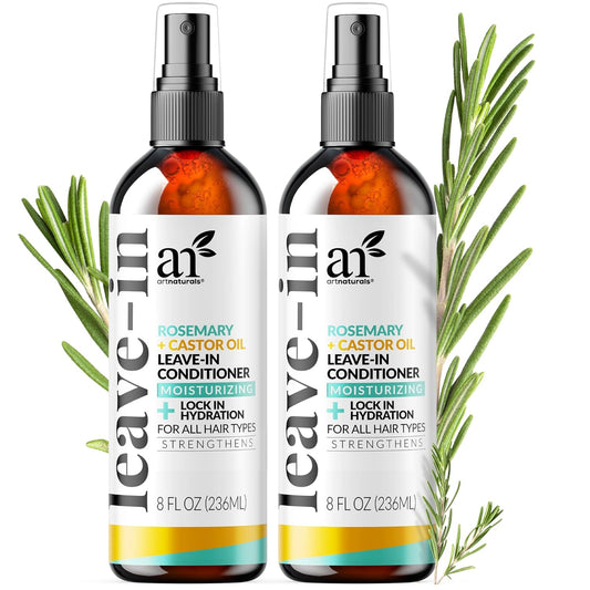 Artnaturals Rosemary & Castor Oil Leave-In Conditioner - 2 Pack - (8 Fl Oz / 236ml) - Made with Organic Ingredients - for All Hair Types – Treatment for Damaged, Dry, Color Treated and Hair Loss : Beauty & Personal Care