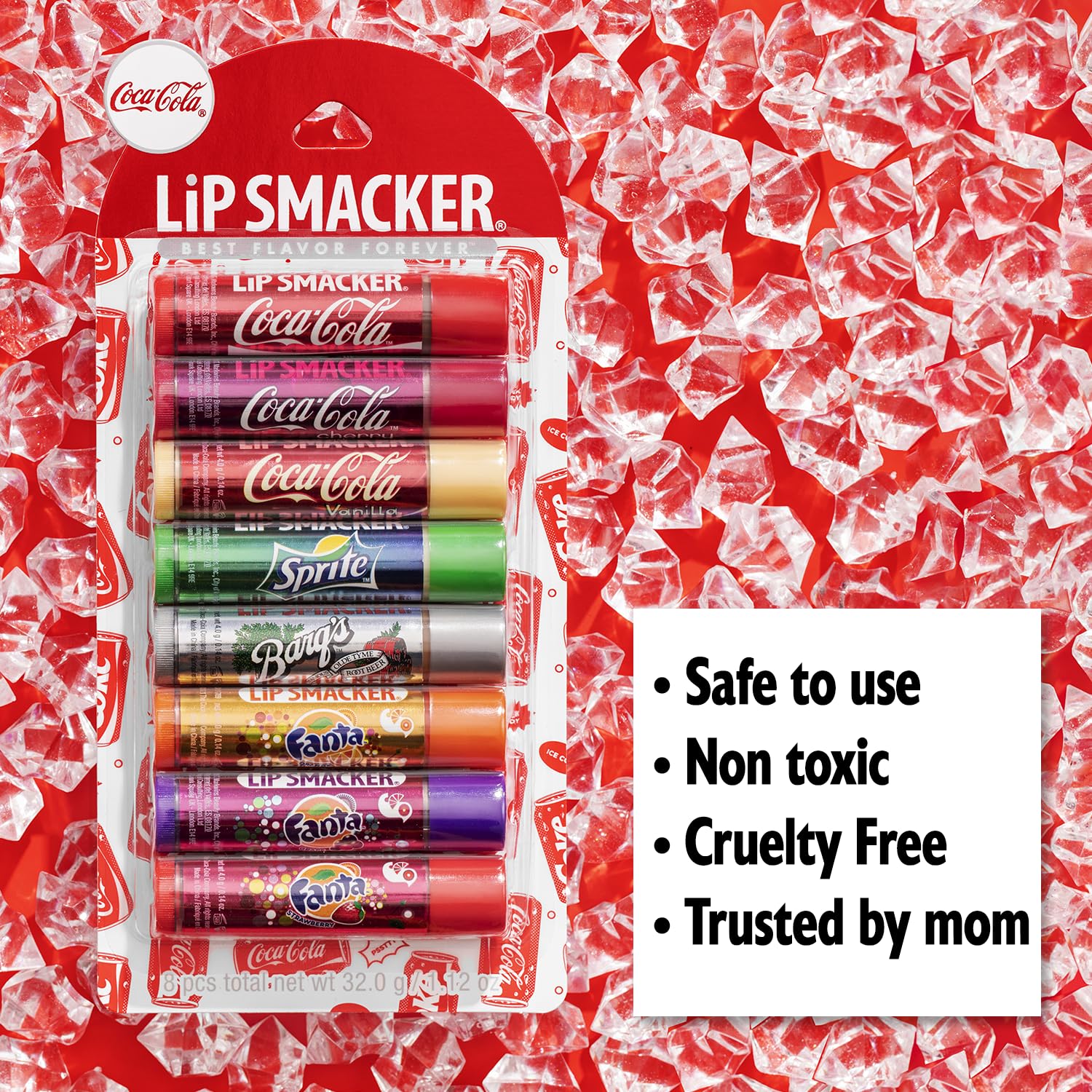 Lip Smacker Coca-Cola Flavored Balm - 8 Moisturizing Lip Balms, Hydrating & Protecting, Fun Assortment - Vegan - Coca Cola Collection : Beauty & Personal Care