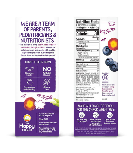 Happy Baby Organics Teether, Blueberry & Purple Carrot, 12 Count (Pack Of 6)