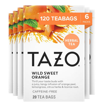 Tazo Wild Sweet Orange Tea Bags, Unsweetened Herbal Tea, Caffeine-Free, 120 Total Tea Bags (20Ct - Pack Of 6)