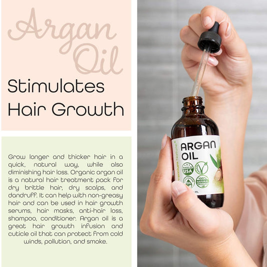 Premium Nature Argan Oil For Hair Virgin 100% Pure Cold Pressed Argon Oil Hair Serum For Hair Stimulate Growth For Dry And Damaged Hair Argan Oil For Skin Body Moisturizer Nails Protector 4 Oz