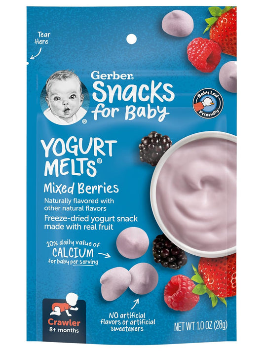 Gerber Baby Snacks Yogurt Melts, Mixed Berries, 1 Ounce (Pack of 2)