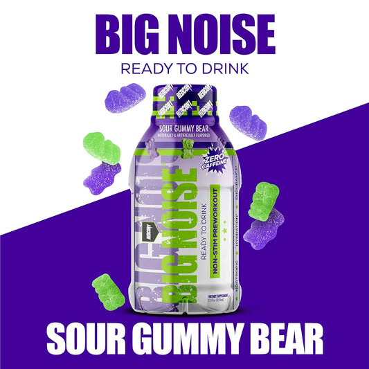 REDCON1 Big Noise RTD Pre Workout Drink, Sour Gummy Bear - Caffeine-Fr