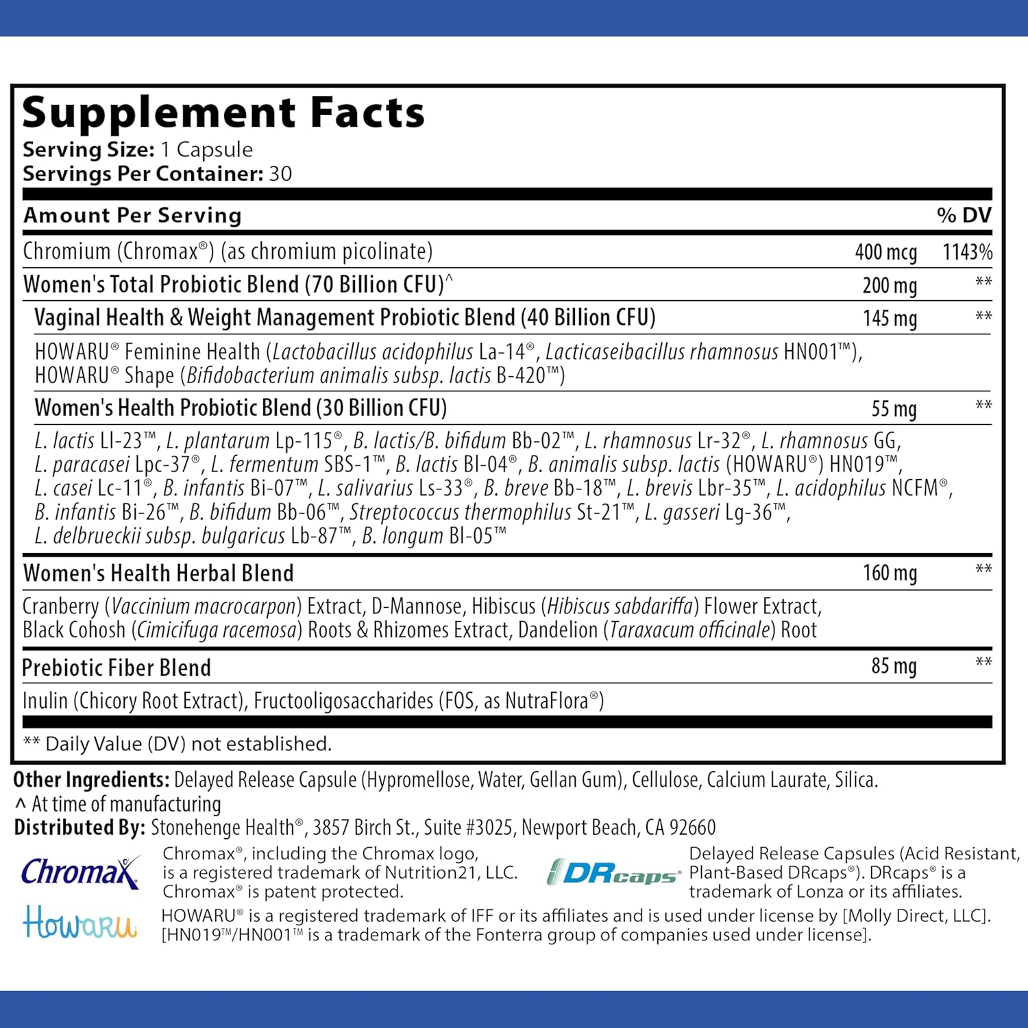 Buy Stonehenge Health Probiotics 70 Billion Cfu + 24 Strains, Prebiotic, Dynamic Biotics+ For Women, New Formula For Weight Management, Digestive & Vaginal Support, Delayed Release Shelf Stable Non-Gmo On  Free Shipping On Qualified Orders