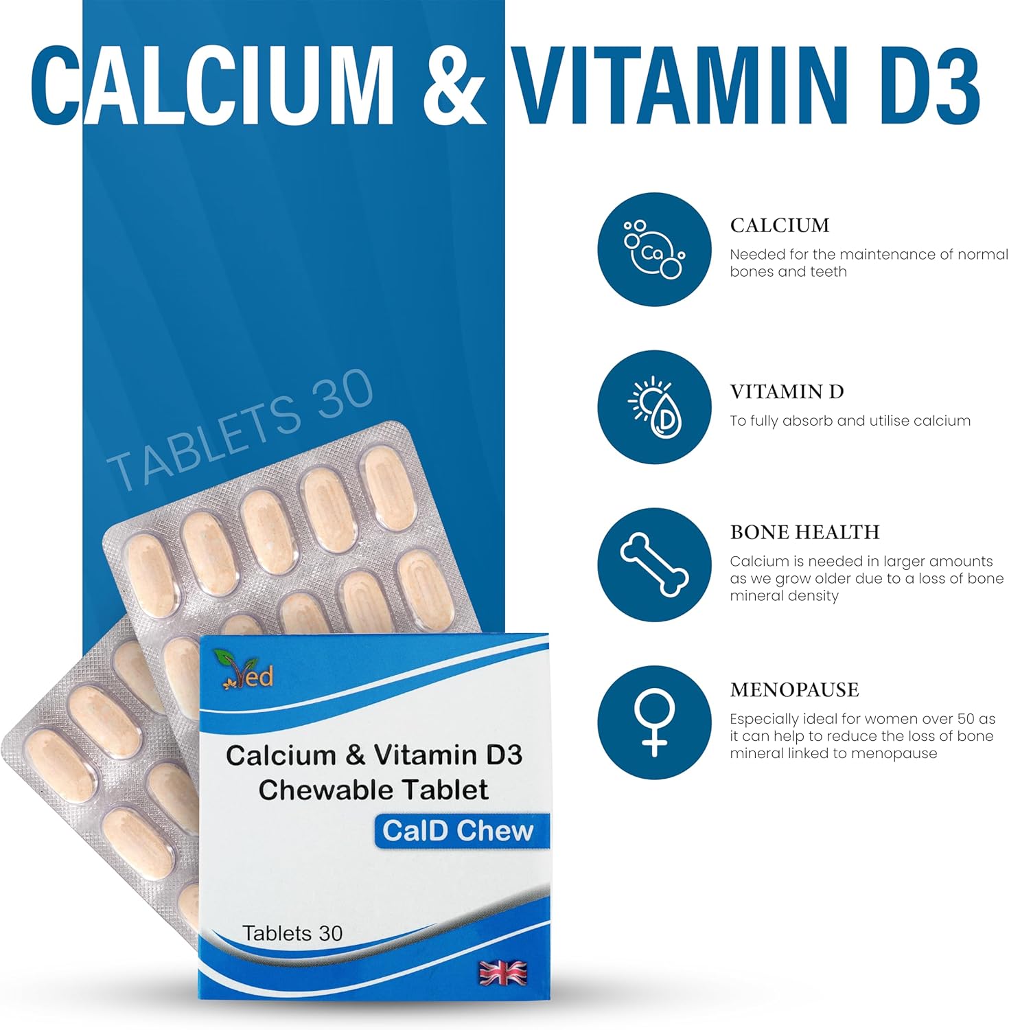 VED Calcium & D3 CHEWABLE Tablet | 30 Days Supply : Amazon.co.uk: Health & Personal Care