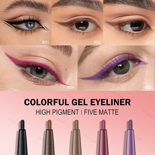 Kyda 2 Pcs Light Brown Gel Eyeliner Pencil, Lasting Matte Gel Eye Liner, Colorful Crayon Eyeliner Pencil, Smooth Creamy Retractable Eye Liner, Ultra-Pigmented, Waterproof Smudge-Proof