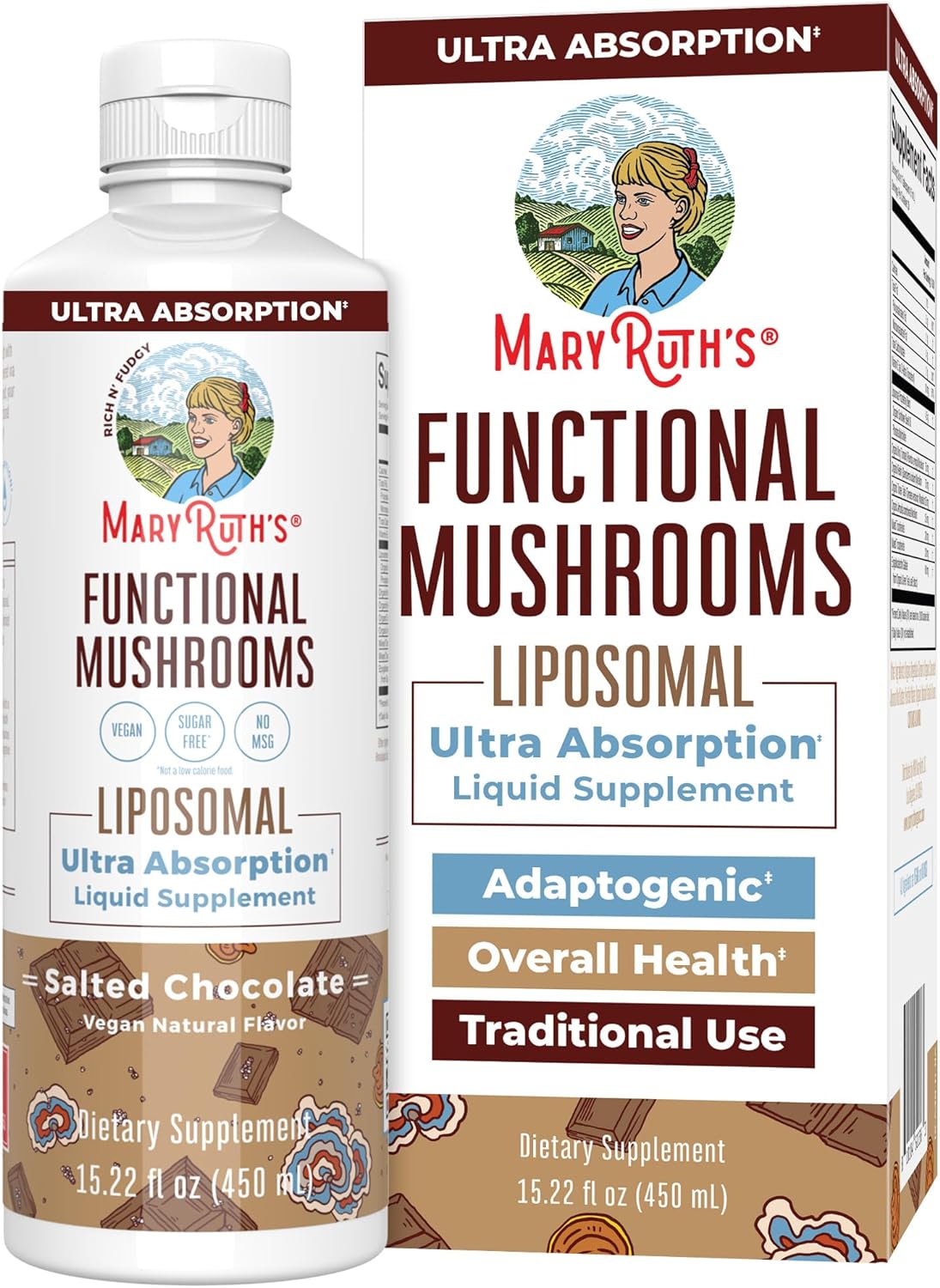 Maryruth Organics Mushroom, Mushroom Supplement, Mushroom Liquid Vitamin, Reishi Mushroom Supplement For Immune Support, Turkey Tail Vitamin For Stress Relief, Vegan, Non-Gmo, Gluten Free, 15.22 Fl Oz