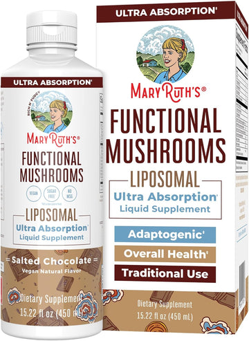 Maryruth Organics Mushroom, Mushroom Supplement, Mushroom Liquid Vitamin, Reishi Mushroom Supplement For Immune Support, Turkey Tail Vitamin For Stress Relief, Vegan, Non-Gmo, Gluten Free, 15.22 Fl Oz