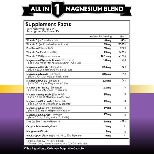 New Age Magnesium Supplement -Powerful Glycinate Citrate Malate Oxide Taurate Aspartate Gluconate Orotate & Mag Chloride Manganese Bone Health And Bone Strength, Joint Support - 90 Count