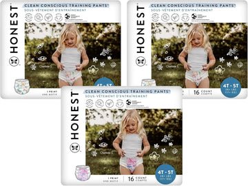 The Honest Company Clean Conscious Training Pants | Plant-Based, Sustainable Diapers | Magical Moments + Butterfly Kisses | Size 4T/5T (38+ Lbs), 48 Count