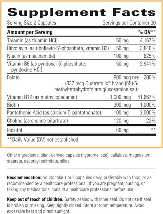 Integrative Therapeutics Active B-Complex - Energy Metabolism Support* - B-Complex Vitamin Supplement With 8 B-Vitamins, Vitamin B12, Folate, Choline - 60 Capsules - 2 Pack