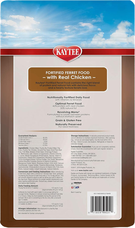 Kaytee Fortified Premium Pet Ferret Food Grain Free & Gluten Free With Chicken, 4 Pound